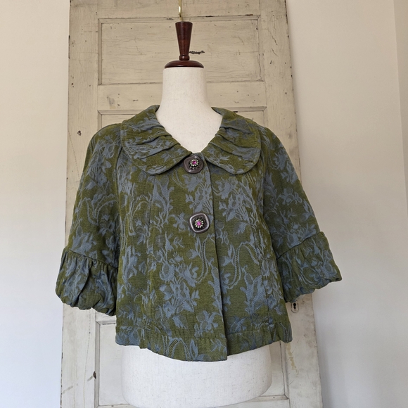 ivy jane Jackets & Blazers - ivy jane Floral Cropped Swing Tapestry Jacket Babydoll Eclectic Grandma